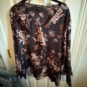 Dressy Floral Black and Tan Women's Top